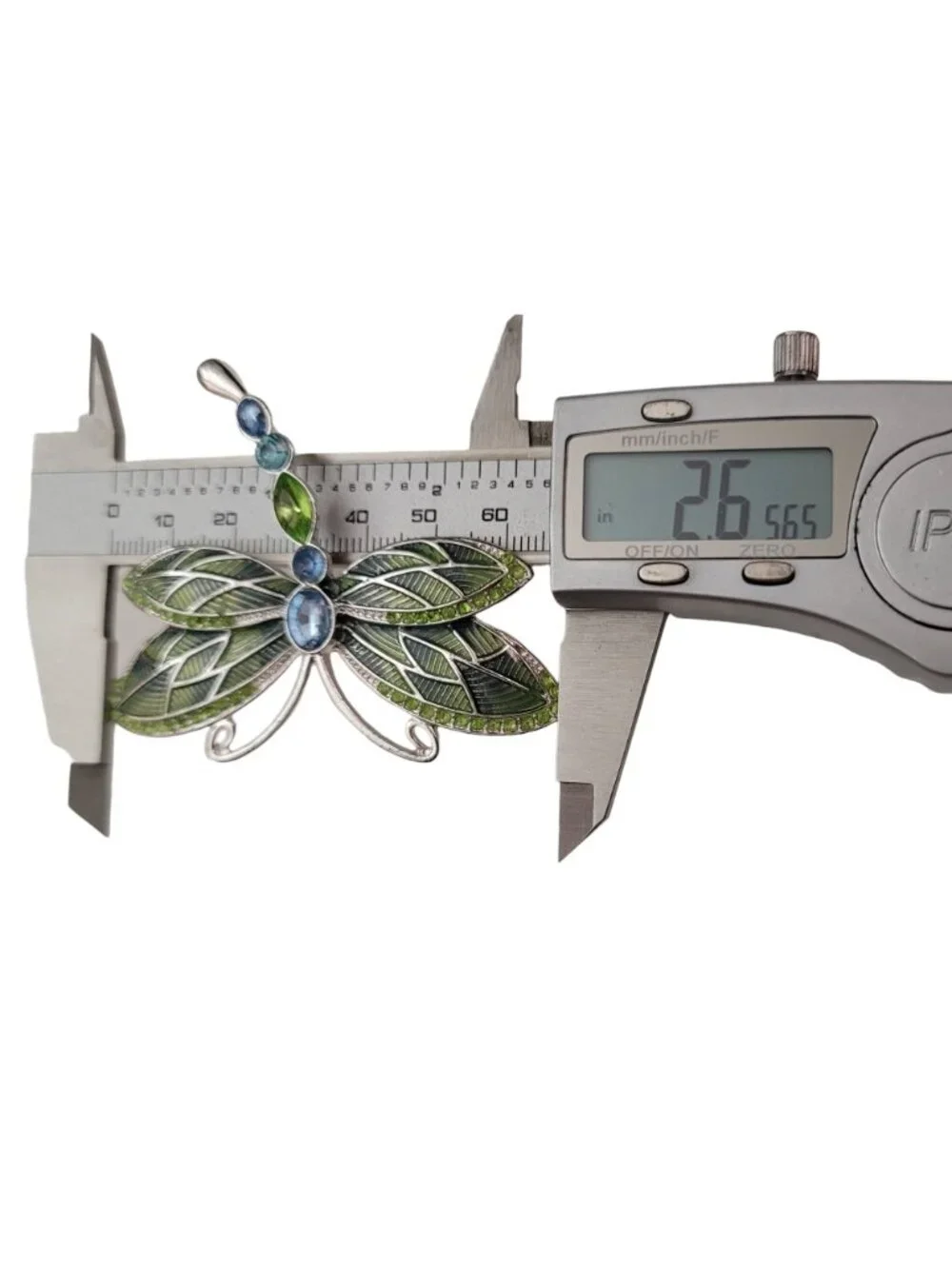 Napier Silver-Tone Green Blue Rhinestone Enamel Dragonfly Brooch Pin Signed E913